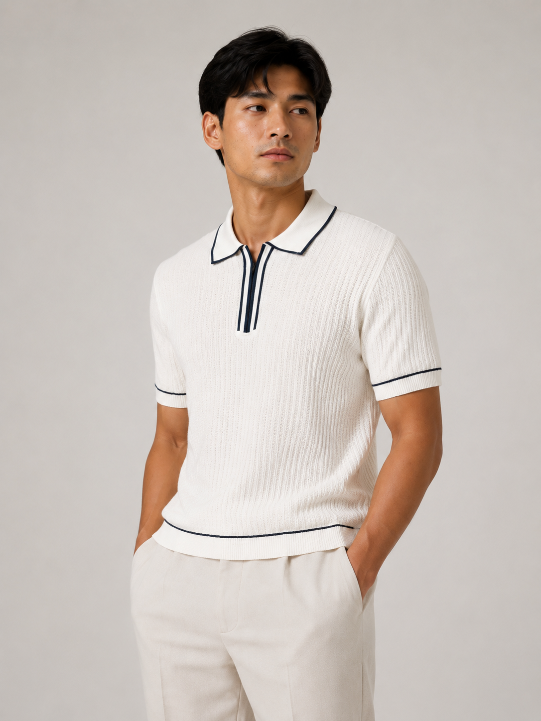 Ivory Riviera Knitted Polo