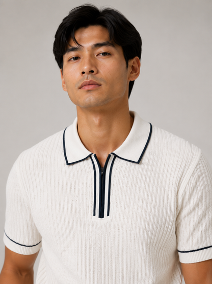 Ivory Riviera Knitted Polo