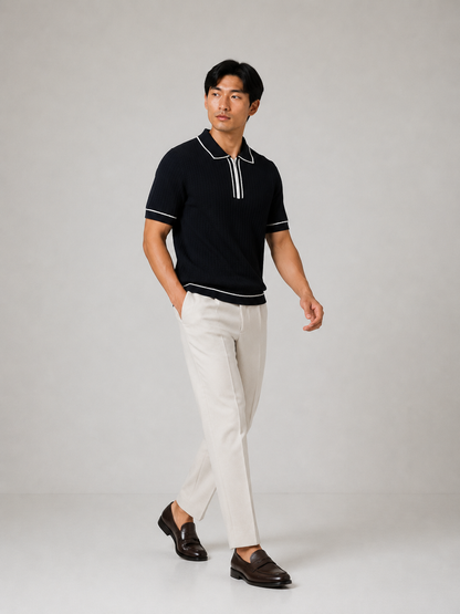 Black Riviera Knitted Polo