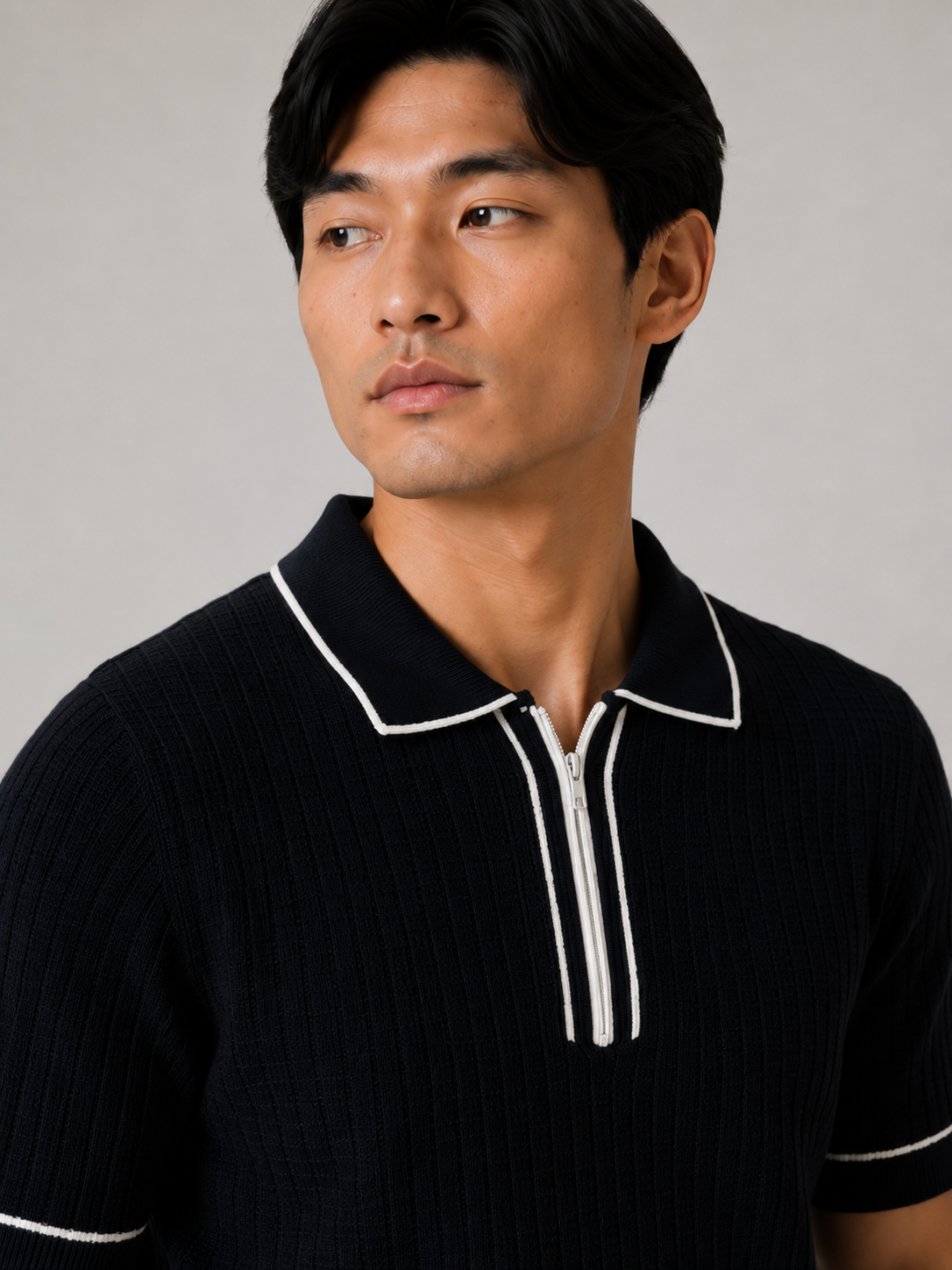 Black Riviera Knitted Polo