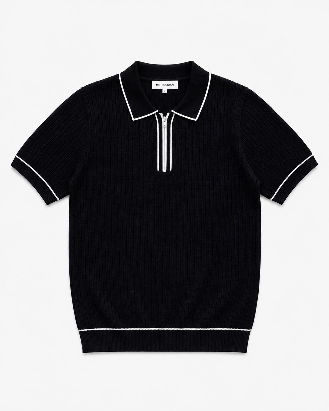 Black Riviera Knitted Polo