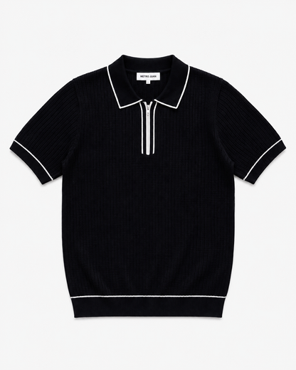 Black Riviera Knitted Polo