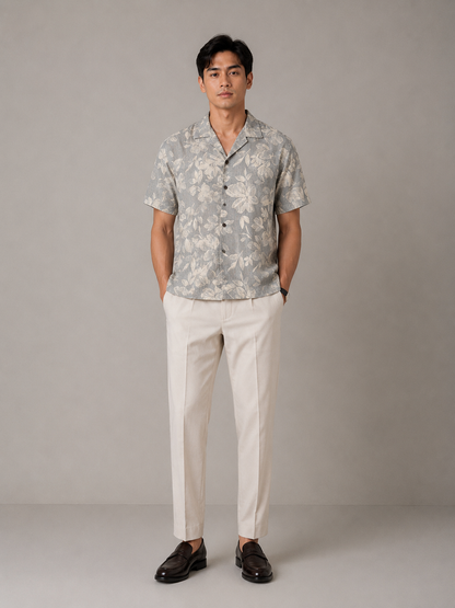 Mist Garden Chambray Resort Shirt - Slim Fit