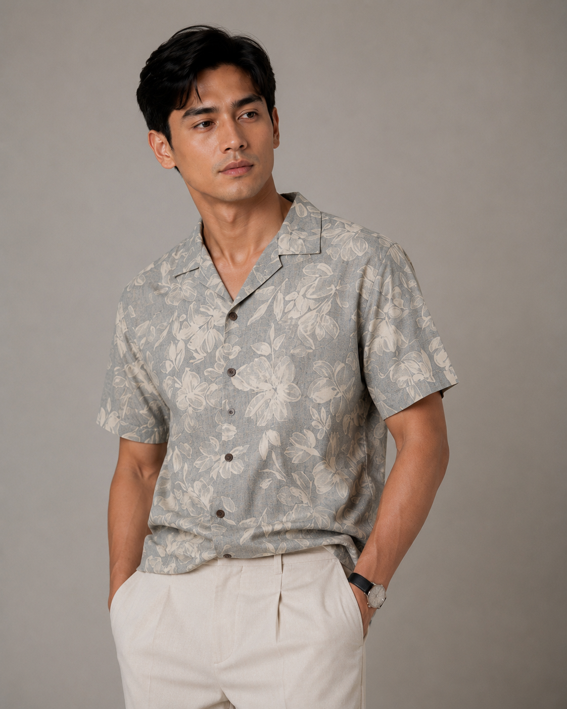 Mist Garden Chambray Resort Shirt - Slim Fit
