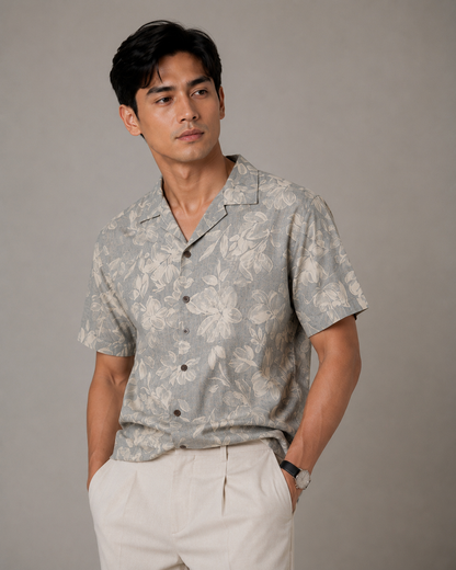 Mist Garden Chambray Resort Shirt - Slim Fit