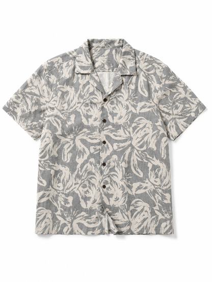 Palm Sketch Chambray Resort Shirt - Slim Fit