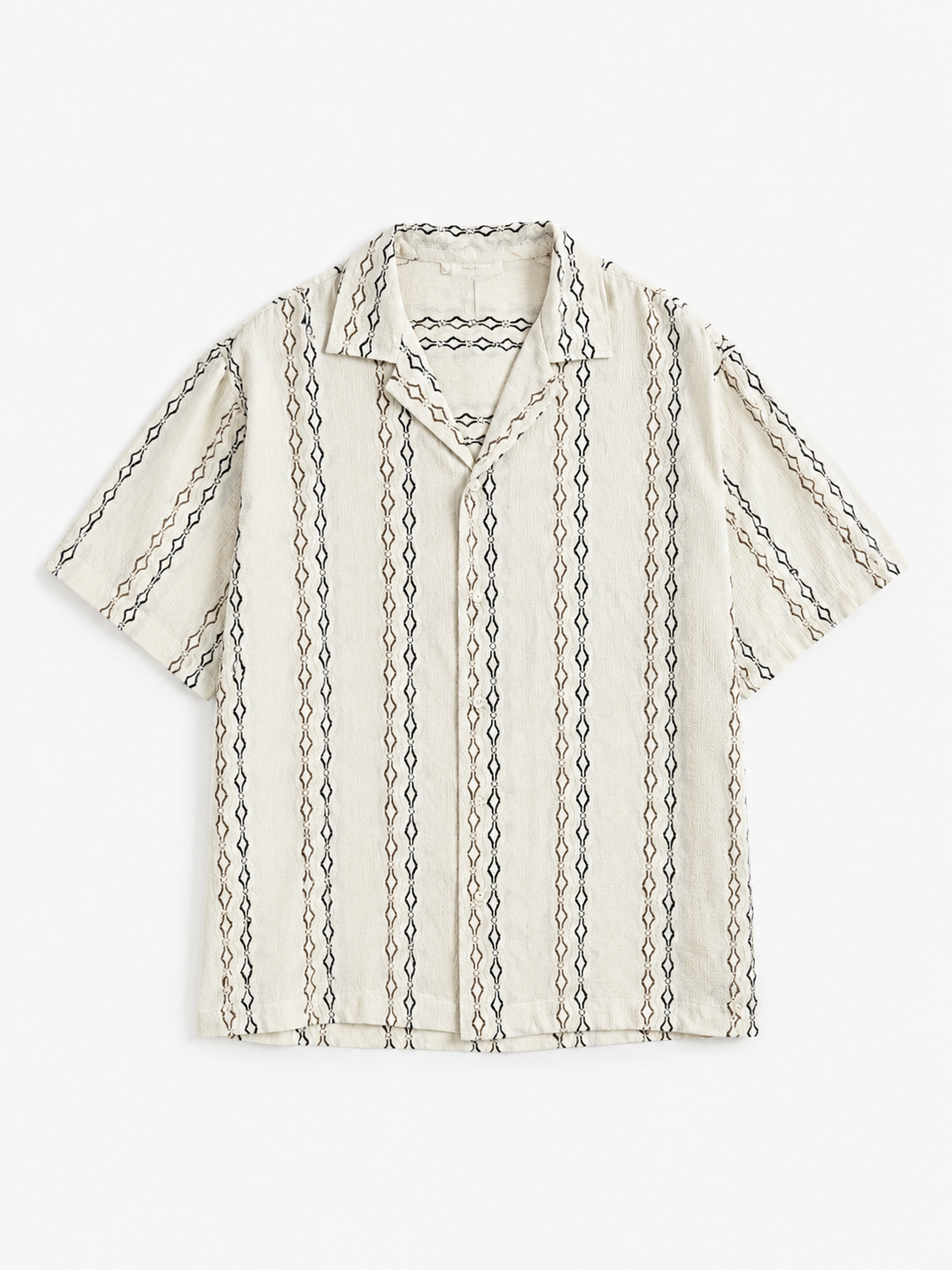 Sand Geometric Textured Knit Polo