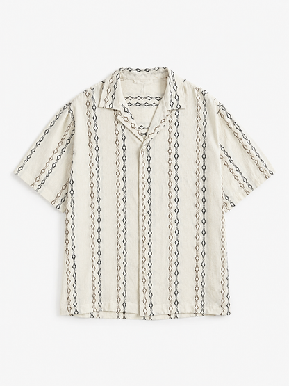 Sand Geometric Textured Knit Polo