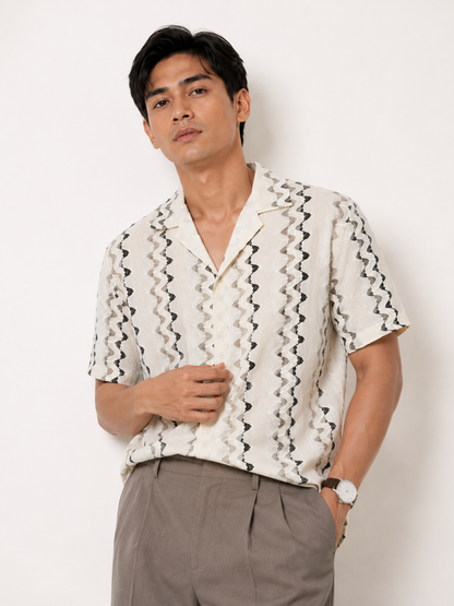 Sand Wave Textured Knit Polo