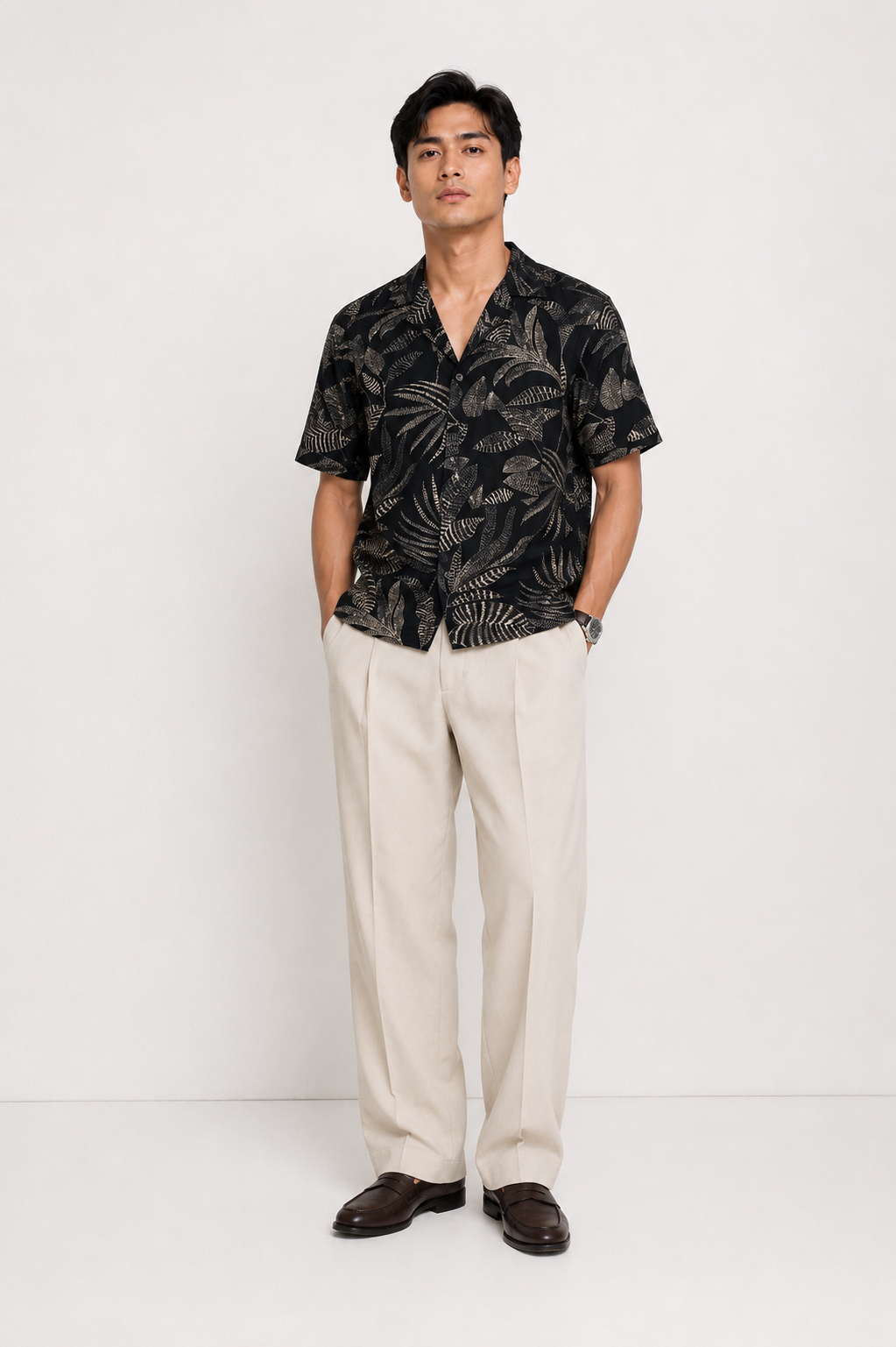 Midnight Palm Resort Shirt Slimfit