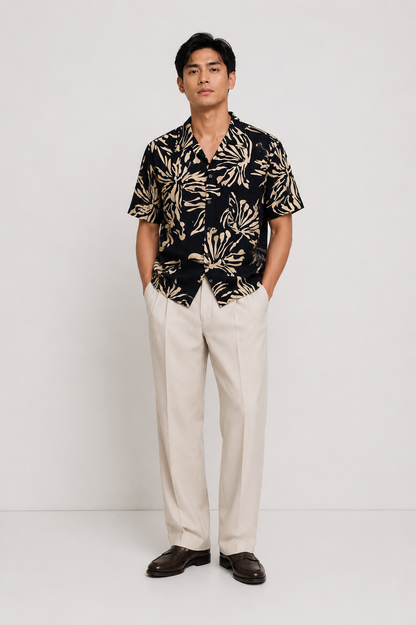 Midnight Tropical Brush Resort Shirt