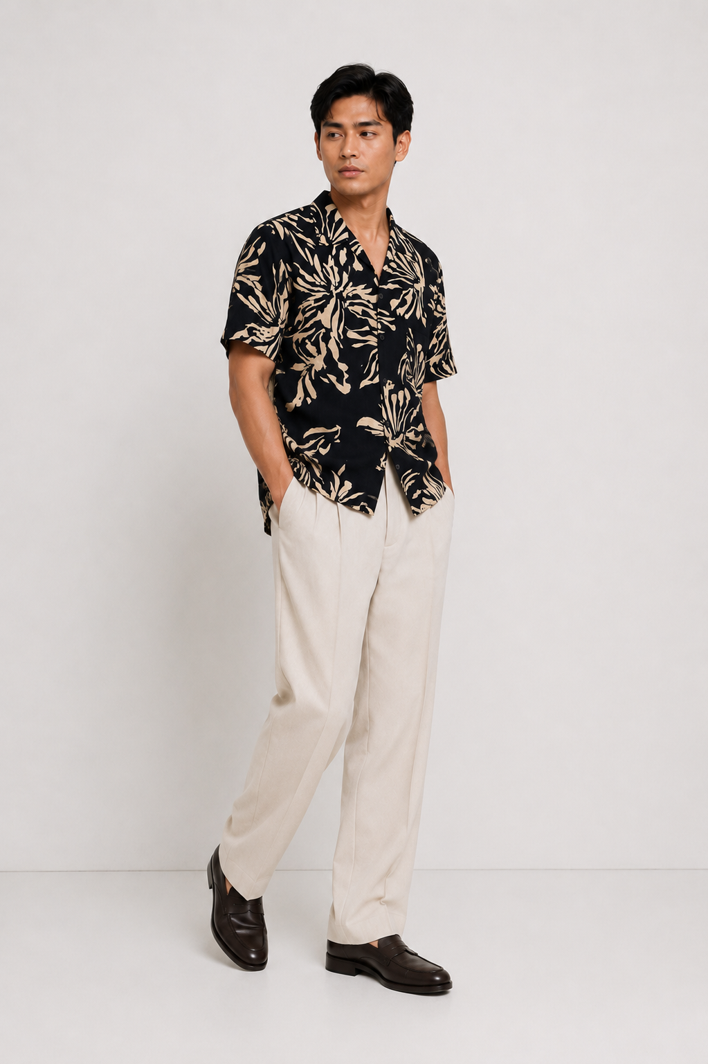 Midnight Tropical Brush Resort Shirt