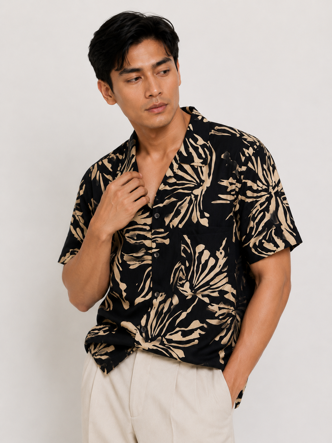 Midnight Tropical Brush Resort Shirt