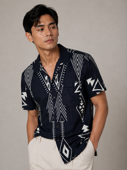 Midnight Tribal Resort Shirt - Slimfit