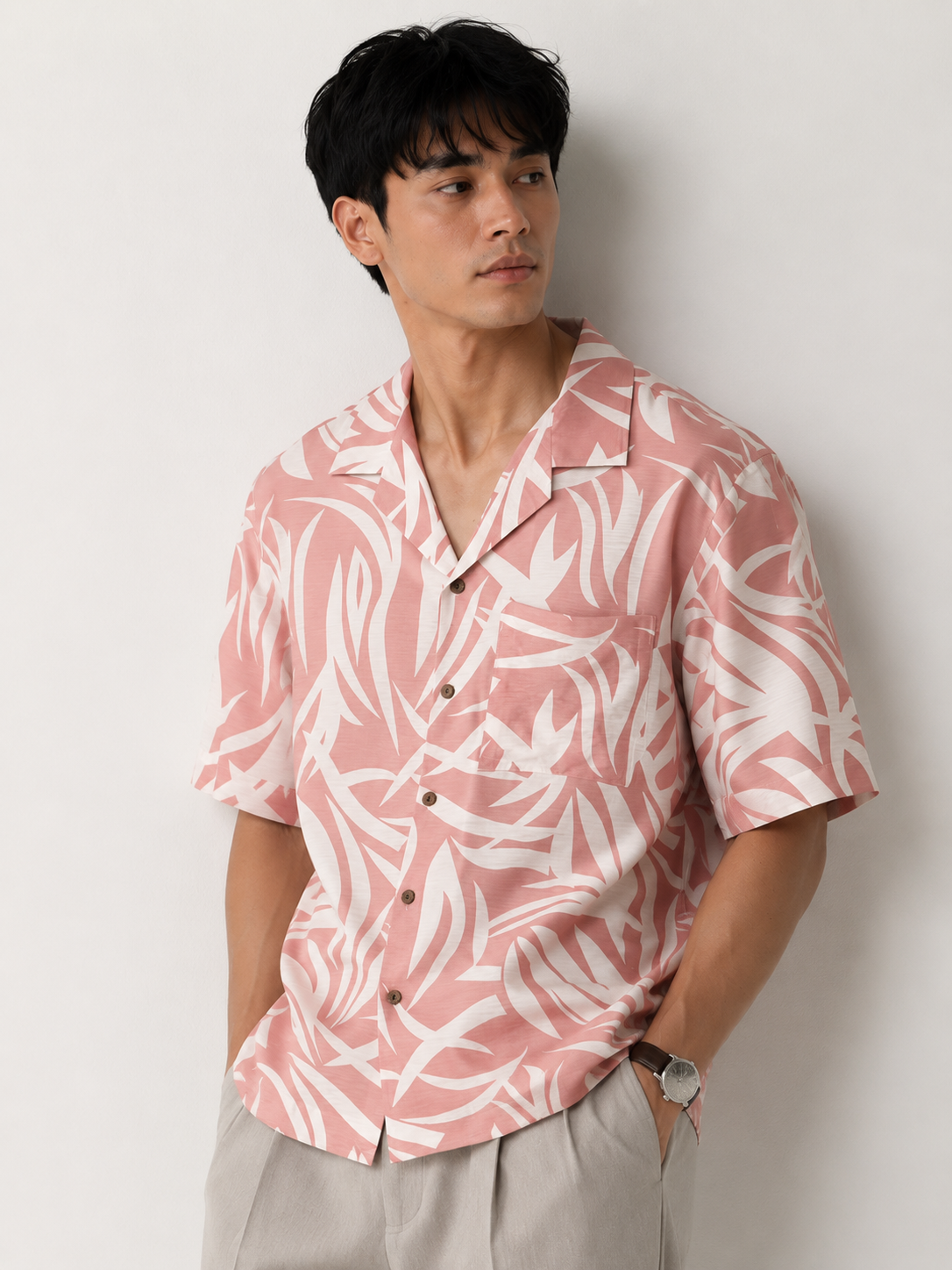 Blush Palm Resort Shirt
