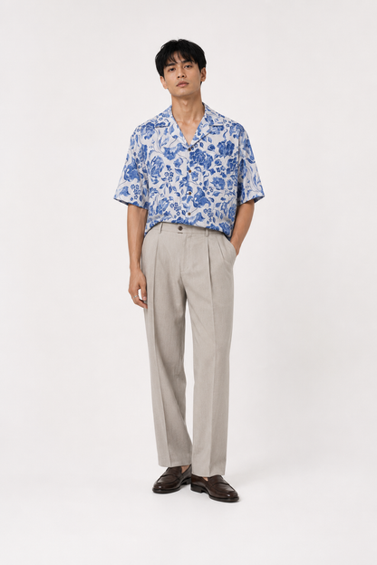 Blue Porcelain Floral Resort Shirt
