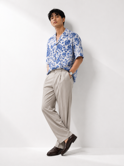 Blue Porcelain Floral Resort Shirt
