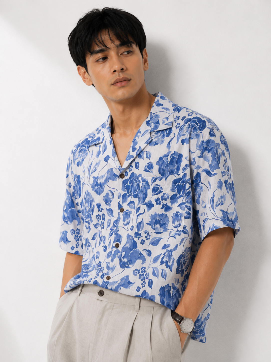 Blue Porcelain Floral Resort Shirt