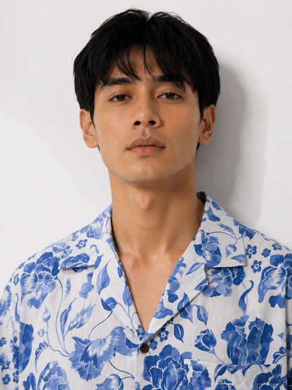 Blue Porcelain Floral Resort Shirt