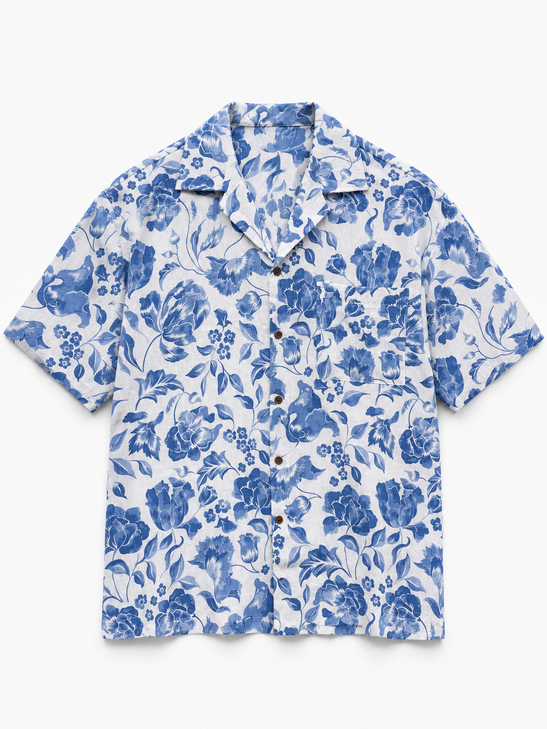 Blue Porcelain Floral Resort Shirt