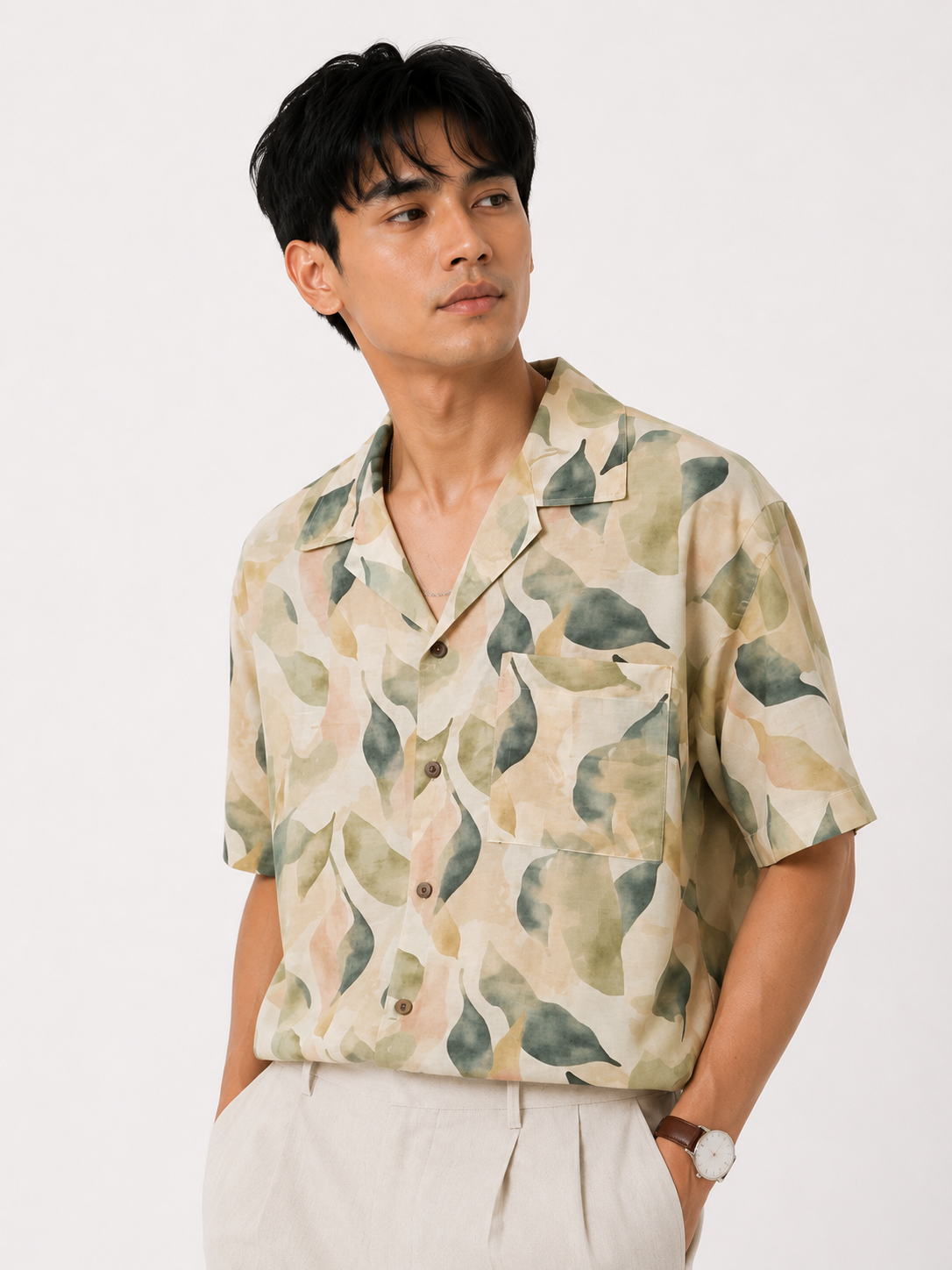 Sage Watercolor Resort Shirt