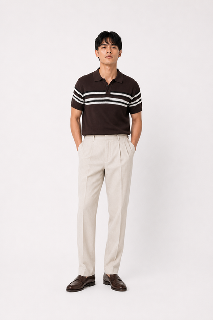 Espresso Horizon Striped Knitted Polo