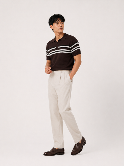 Espresso Horizon Striped Knitted Polo