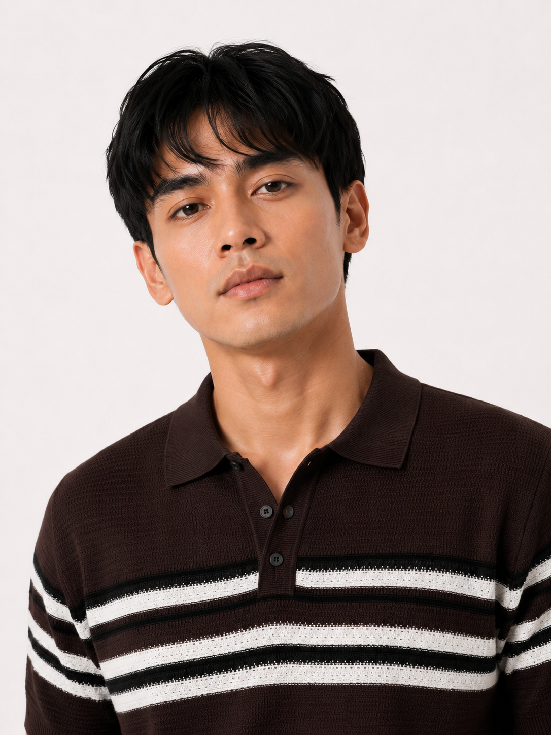 Espresso Horizon Striped Knitted Polo