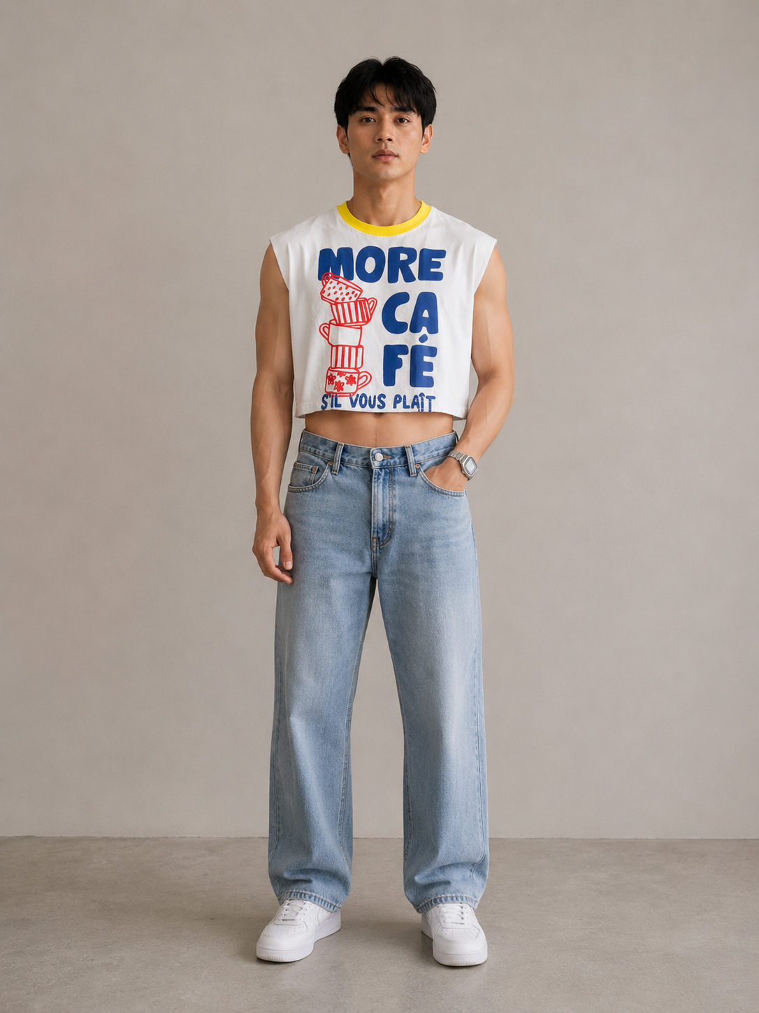 More Café Cropped Muscle Tee