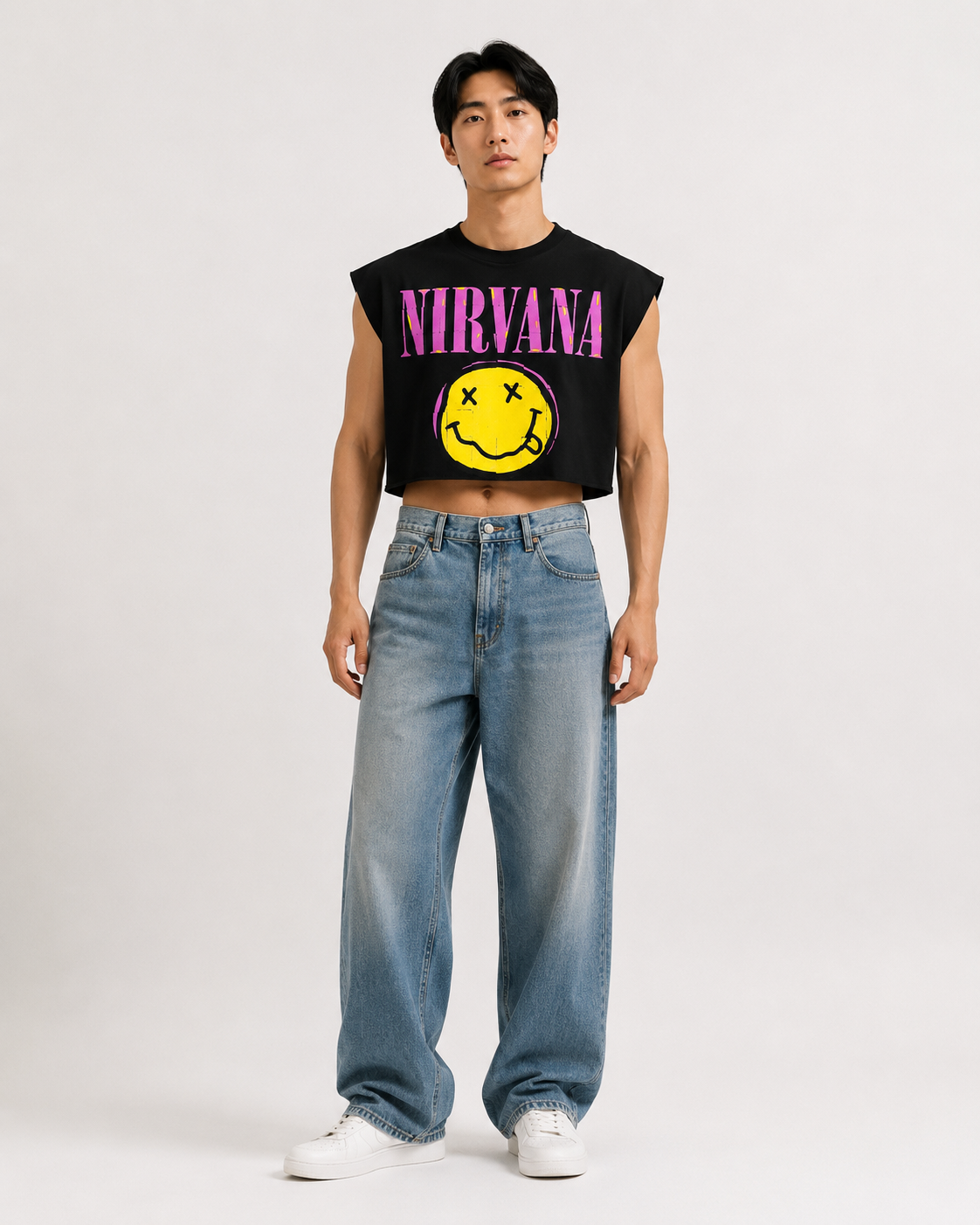 Nirvana Black Cropped Muscle Tee