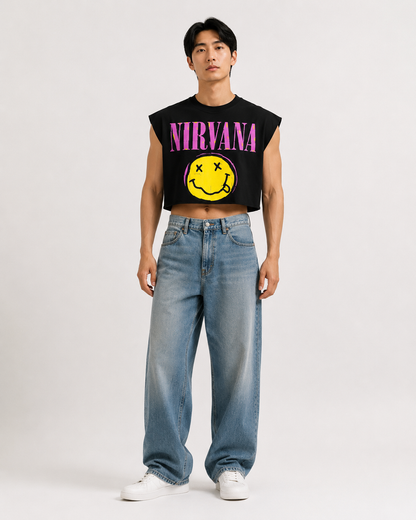 Nirvana Black Cropped Muscle Tee