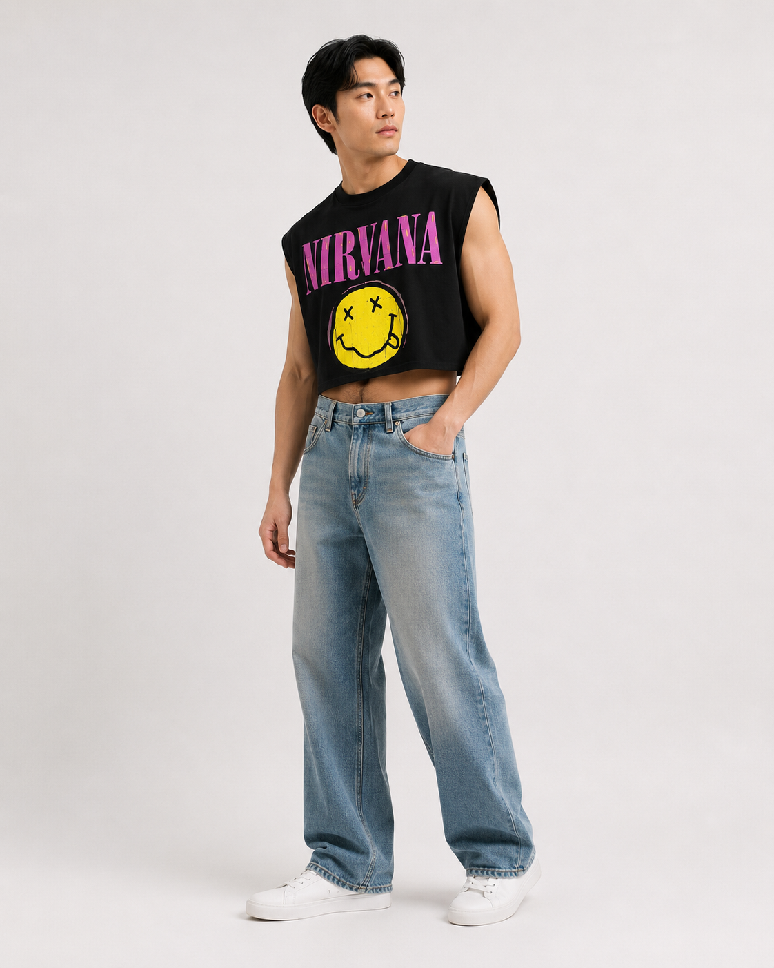 Nirvana Black Cropped Muscle Tee