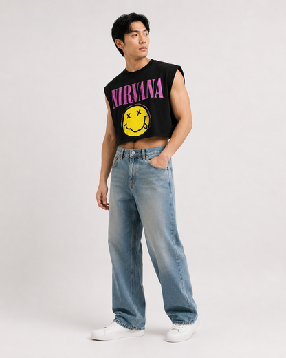Nirvana Black Cropped Muscle Tee