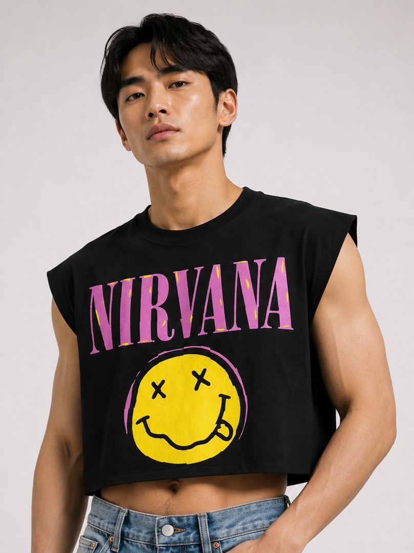 Nirvana Black Cropped Muscle Tee