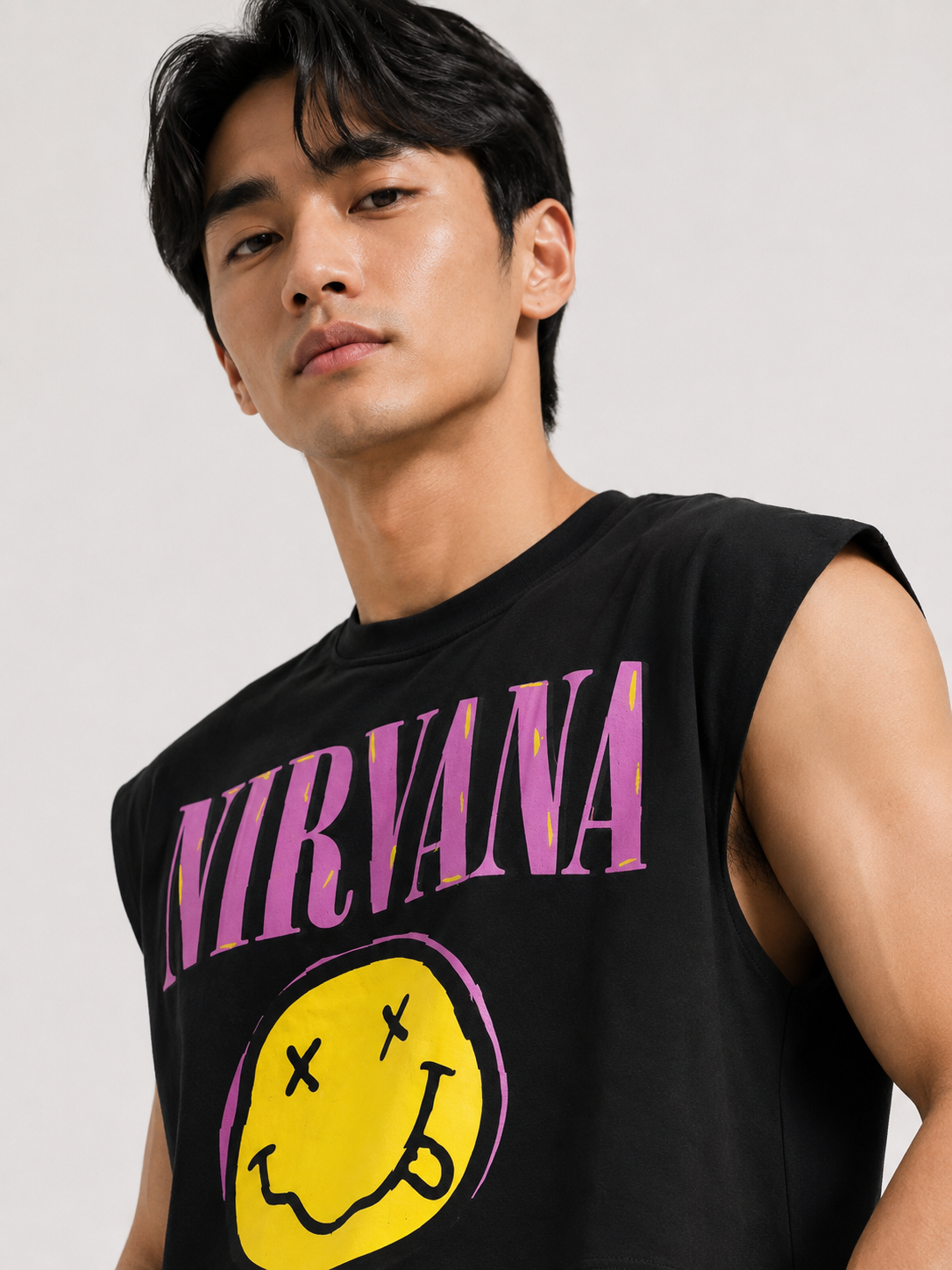 Nirvana Black Cropped Muscle Tee