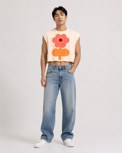 Retro Bloom Cropped Muscle Tee