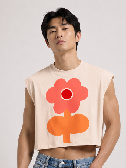 Retro Bloom Cropped Muscle Tee