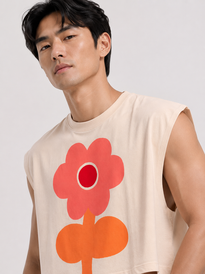 Retro Bloom Cropped Muscle Tee