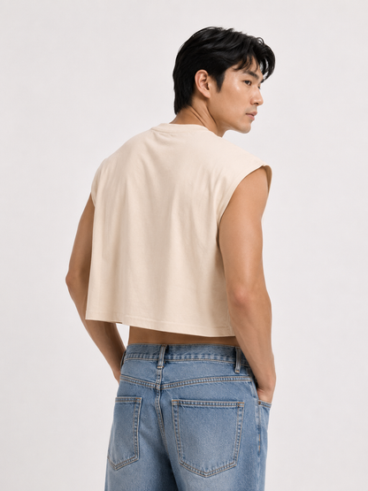 Blue Bloom Cropped Muscle Tee
