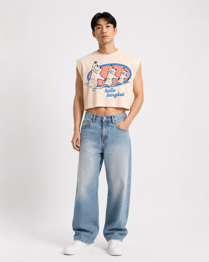Hello Bangkok Cropped Muscle Tee