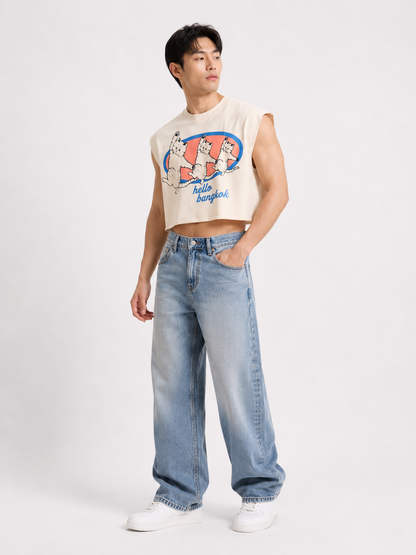 Hello Bangkok Cropped Muscle Tee