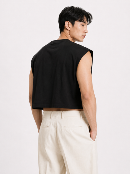Eye of the Tiger Black Cropped Muscle Tee