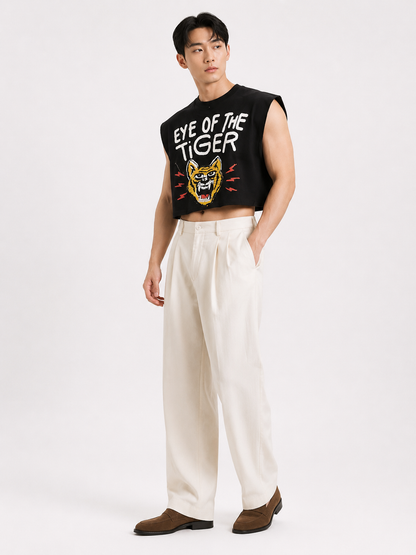 Eye of the Tiger Black Cropped Muscle Tee