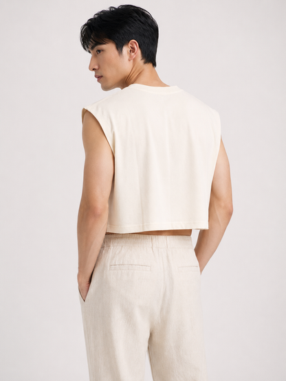 Eye of the Tiger White Cropped Muscle Tee