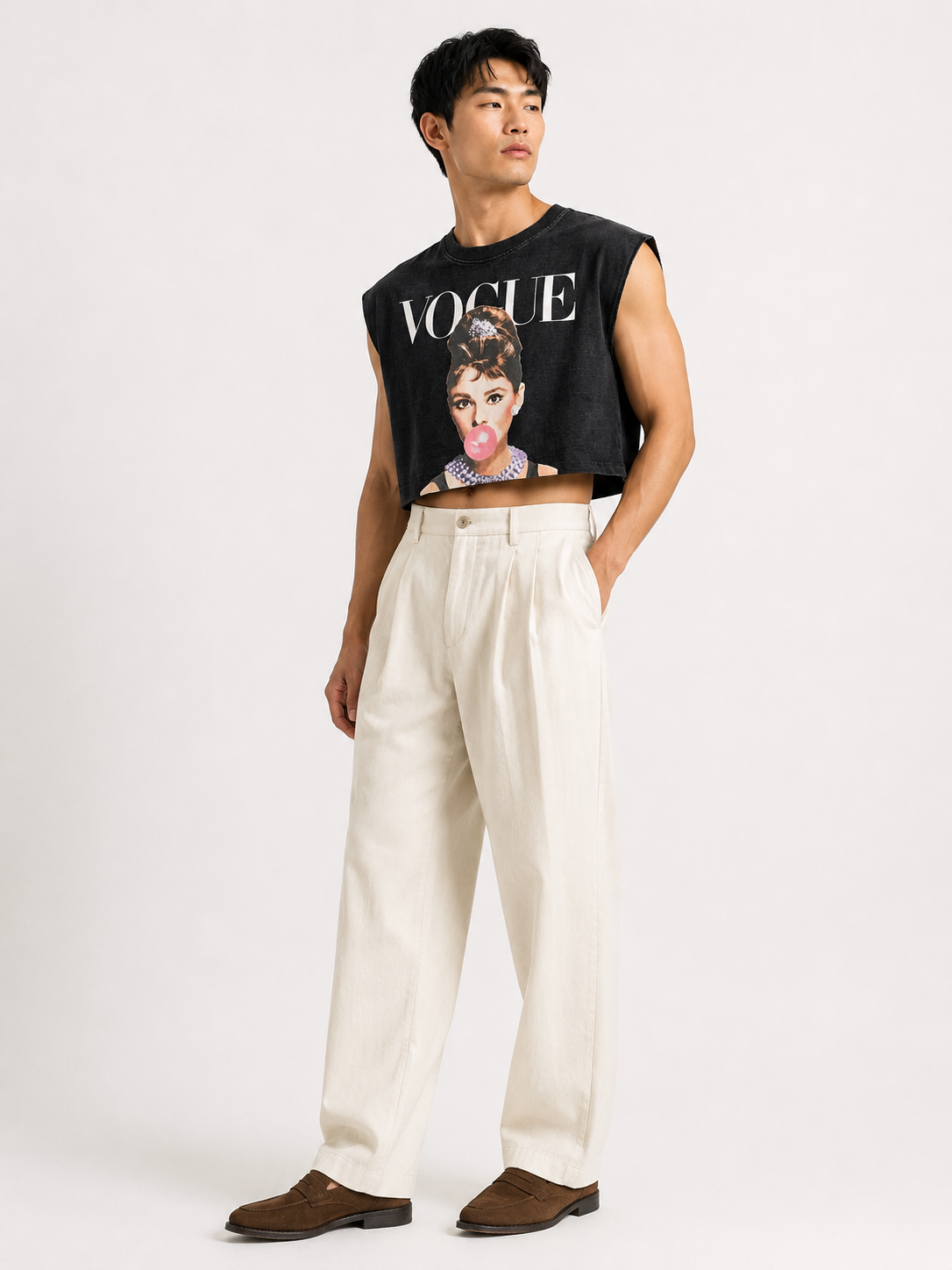 Vogue Bubblegum Cropped Muscle Tee