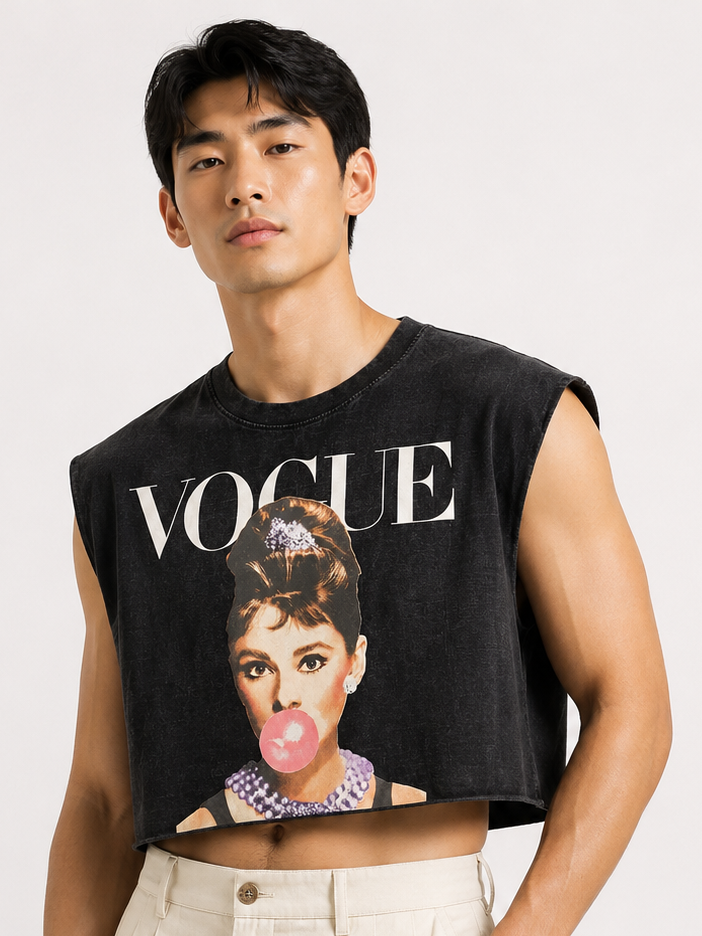 Vogue Bubblegum Cropped Muscle Tee