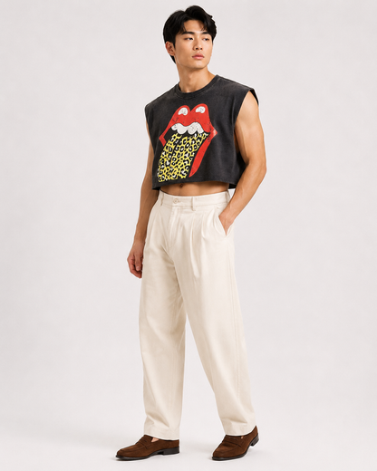 Leopard Tongue Cropped Muscle Tee