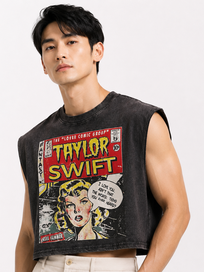 Taylor Swift Comic Cover Cropped Muscle Tee