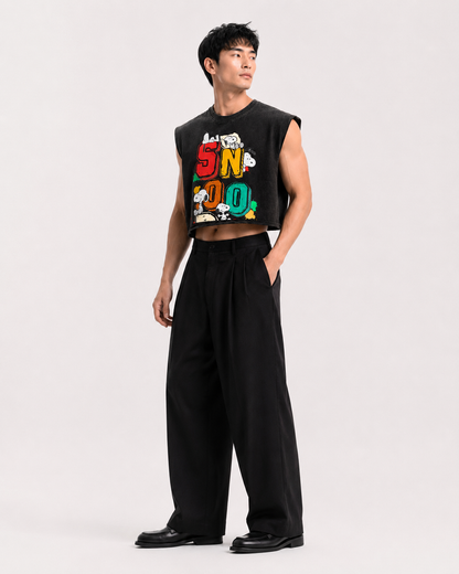 Snoopy Color Block Cropped Muscle Tee