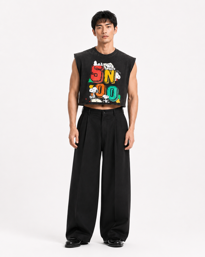 Snoopy Color Block Cropped Muscle Tee